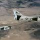 A US Naval Air Reserve Douglas KA-3B Skywarrior from Tactical Electronics Warfare Squadron VAQ-308 Griffins refuels an LTV A-7 Corsair II from Attack Squadron VA-303 Golden Hawks. (US Navy)